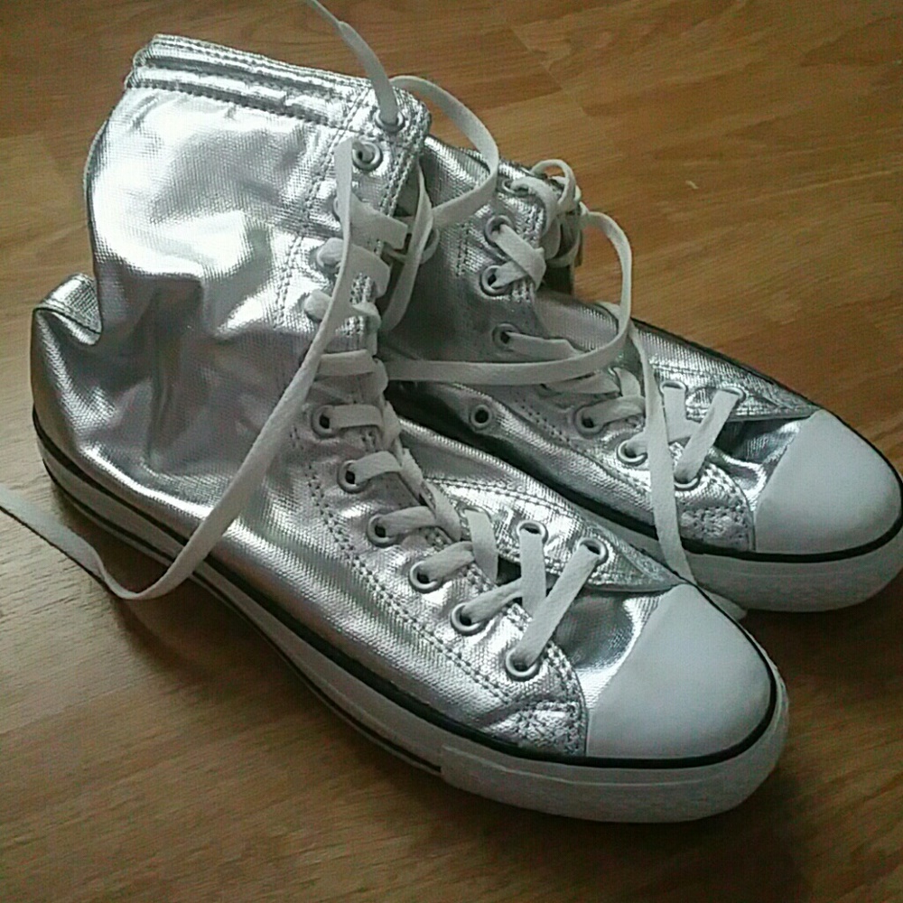 Silver Extra High Tops Converse